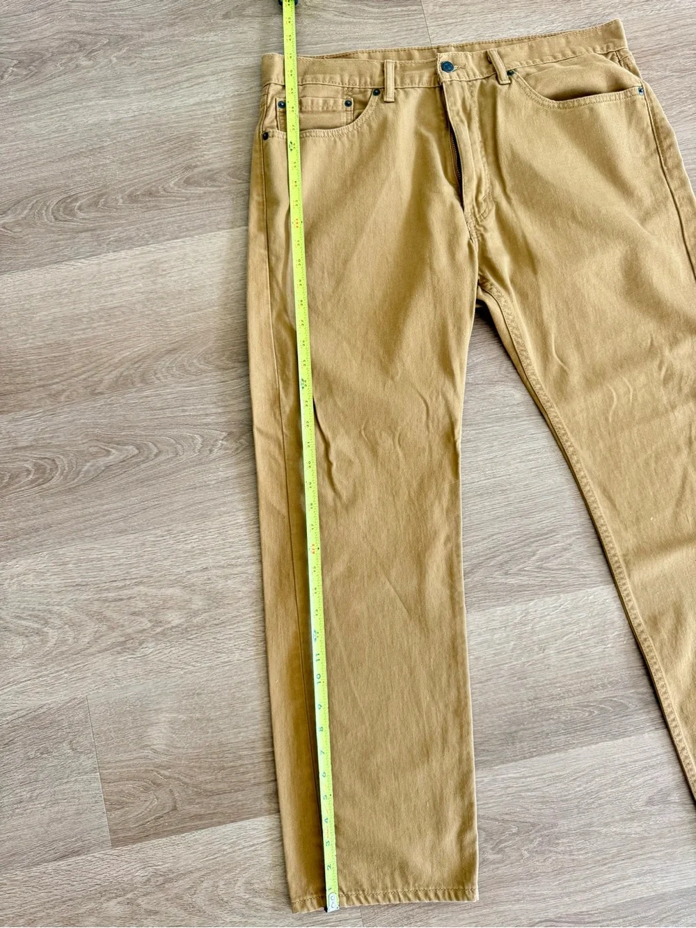 Levi's 505 Regular Fit Pants Men Size 36x30 Khaki Tan Straight Leg Denim Chinos